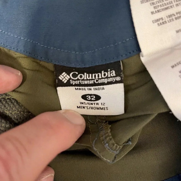 Columbia Board Shorts Swim Trunks Unlined Olive Green Yellow Men’s Size 32 - Picture 4 of 5